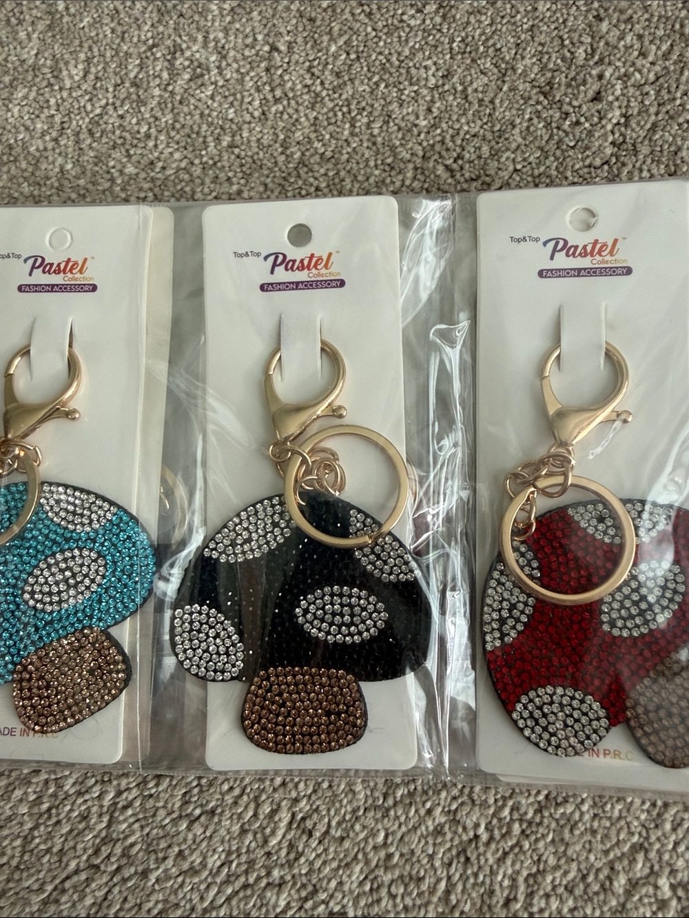 Teal and Brown Mushroom Keychain/Bag Charm - 1 per purchase. - Picture 2 of 4
